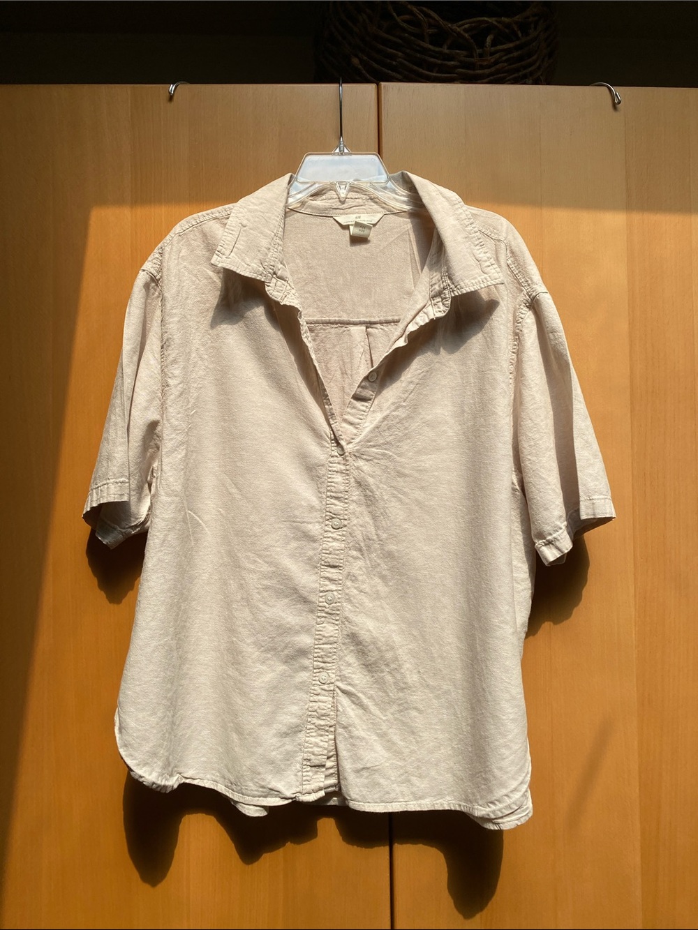 Beige Linen H&M short sleeve button down